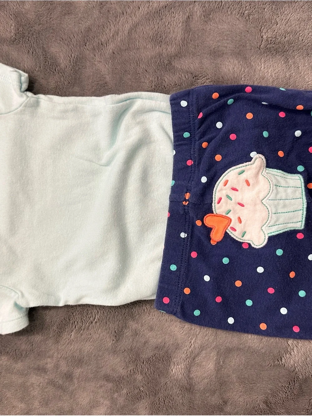Carter's Light Mint Bodysuit & Navy Polka Dot Cupcake Pants